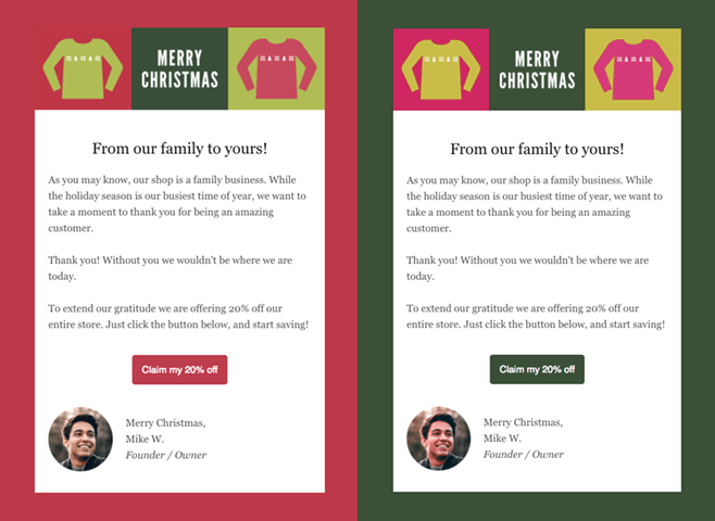 merry christmas email marketing message example