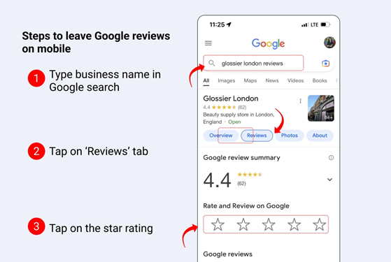 write a Google review on mobile phone